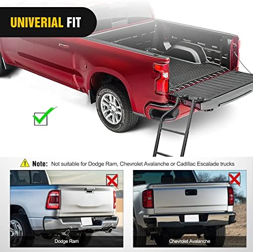 Nilight Foldable Truck Tailgate Ladder for Pickup with Step Grip Plates