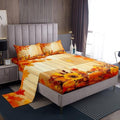Feelyou Fall Pumpkin Bed Sheets Set Queen Size Thanksgiving Harvest Season Fruit Decor Sheet Set for Kids Boys Girls Decor Maple Leaf Sheets with Deep Pocket Fitted Sheet Orange by Feelyou