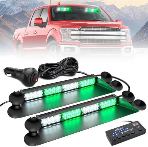 Nilight 32LED Green White Dash Strobe Light w/Controller Windshield
