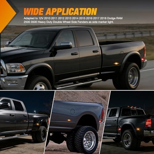 Nilight Wheel Fender Side Marker Lights For 2010-2018 Dodge Ram 2500 3500