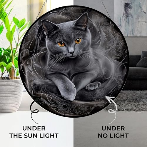 Easter Gray Cat Stained Glass Suncatcher Window Hanging, Gothic Christmas Ornaments for Fiction Lovers, Dinosaur Room Decor for Nursery New Home Gifts - Image 4