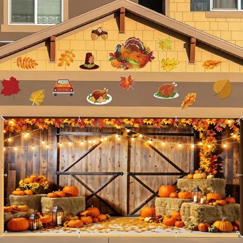 Fall Thanksgiving Garage Door Cover Decorations Backdrop 7x16ft Large - Image 3