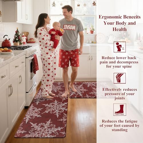 U'Artlines 2Pcs Christmas Anti Fatigue Kitchen Rugs and Mats, Snowflake - Image 5
