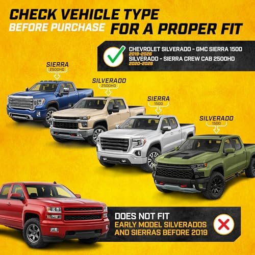 CAT® JustFit™ 3D Custom Fit Floor Mats Chevrolet Silverado 1500/GMC Sierra 2019-2026, Chevy Silverado 2500HD/3500HD Crew Cab/GMC Sierra 2500HD/3500HD Crew Cab 2020–26 Floor Liner Laser Measured Front