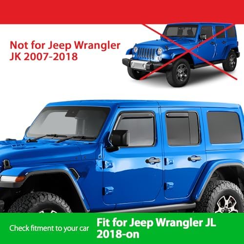 Goodyear Shatterproof in-Channel Window Deflectors for Jeep Wrangler JL 2018-2026/Jeep Gladiator 2020-2026, Rain Guards, Window Visors for Cars, Vent Deflector, Car Accessories, 4 pcs - GY003423LP