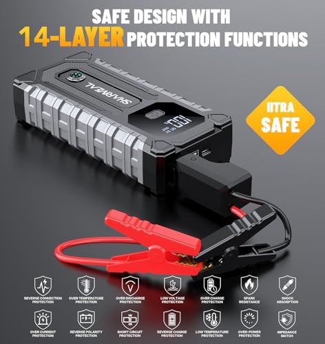 Sharmeal Car Jump Starter 7000A, Jump Starter Battery Pack for All Gas and 12.0L Diesel, 12V Portable Jump Box with LED Light - Image 6