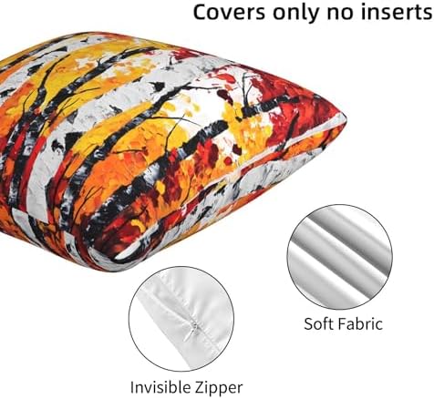 Birch Trees Autumn Fall Throw Pillow Covers 18x18 inch Set of 2 Bright Pillow Case Cushion Cover for Home Sofa Couch Living Room Car Decor - Image 4
