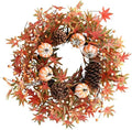 Fall Wreath for Front Door Artificial Autumn Grapevine Wreath with Berry Branches Farmhous Maple Leaves Wreath with Pine Cones and Mini Pumpkins for Indoor/Outdoor/Thanksgiving/Halloween/Home by Huashen