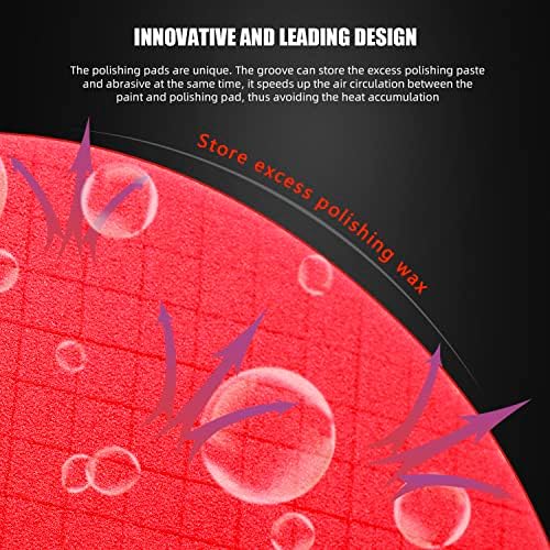 Red T10 Ultra-Fine Finishing Polishing Pad, SPTA 3Pcs 6.5 Inch Face for 6 Inch 150mm Backing Plate Compound Buffing Sponge Pads for Car Buffer Polisher Compounding, Polishing and Waxing -X00224R6B3 - Image 6