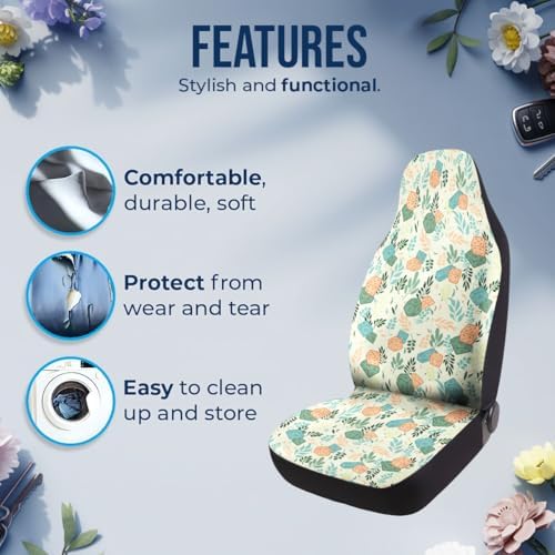GENANY Dragon and Dice Car Seat Covers, 2-Piece Front Seat Set