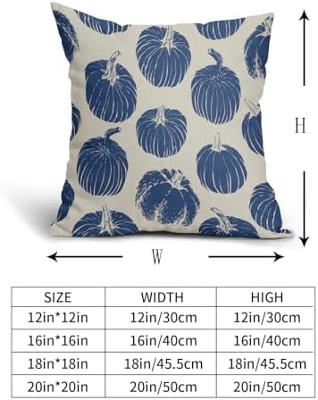 Blue Pumpkin Fall Pillow Covers 20x20 Set of 2 Autumn Harvest Print Thanksgiving Decorative Throw Pillows Outdoor Farmhouse Cushion Case Seasonal Decor for Couch Sofa Bed - Image 5
