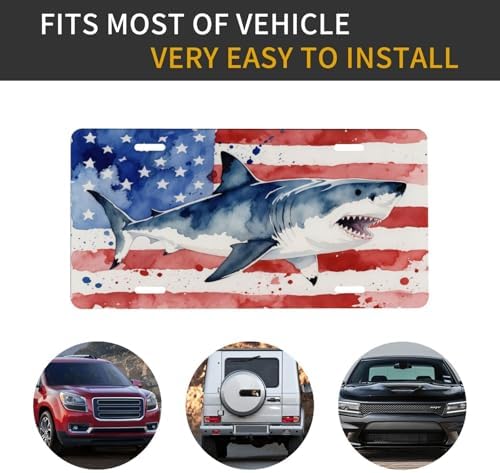 Shark American Flag Front License Plate 6" * 12" for Women