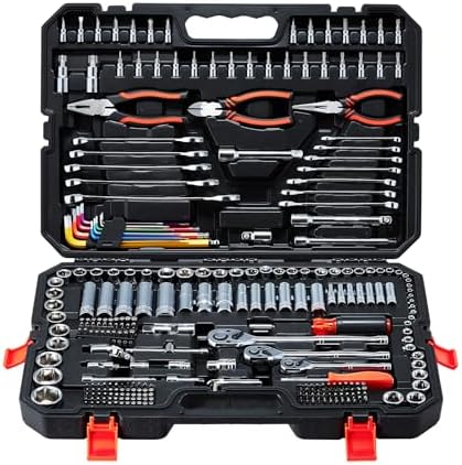 VEVOR Mechanics Tool Set, 314-Piece Mechanic Tool Kit, 1/4 in, 3/8 in, and 1/2 in Drive, Metric Socket Set, Wrenches, Screwdriver Bits, Accessories, and Storage Case, for Automotive and Home Repair by VEVOR