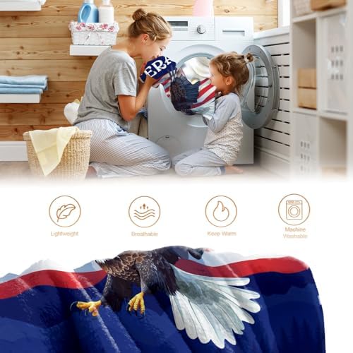 Veteran Gifts for Father Dad Men, American Stars Flag Eagle Throw Blanket Present for Veterans Day Retirement Birthday Christmas 50"x60" - Image 6