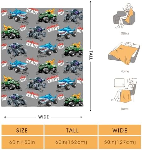 Car Shark Blanket Gifts for Adults Men Women Boys Girls Birthday Christmas Halloween Easter Dad Husband Boyfriend Son Throw Blanket 60"x80" - Image 2