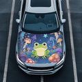 Cartoon Frog Mushroom Car Hood Protector, Adorable Cute Frog Can be Washed Automotive Exterior Accessories for Car Hood Decoration and Protection(3X5FT) Mushroom Forest