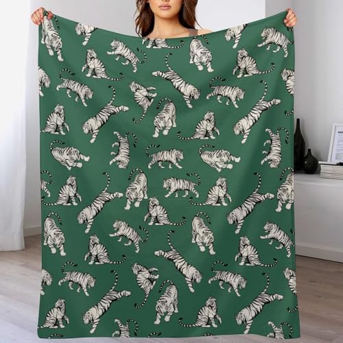 Socira Green Tigers Blanket Throw Blanket Green Tigers Gifts for Women Men Soft Sofa Throws for Travel Camping Bed Home Decor Car Birthday Gift 60"*80"（150 * 200cm） - Image 2