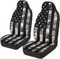 Gray US Flag Front Car Seat Cover 2 Pcs Patriotic Car Seat Covers for Front Seats Removable Automotive Accessories Easy Installation Universal Fit for Cars SUVs and Sedans