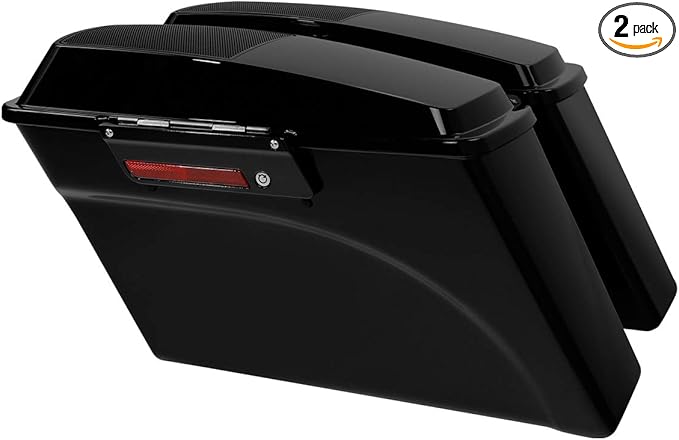 XFMT Glossy Black Hard Saddlebags W/ 6x9 Speaker Lids Black Latches by XFMT
