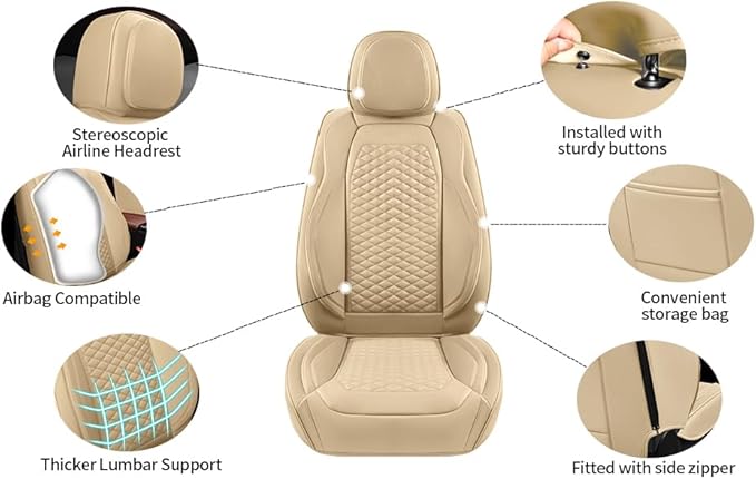 2 Packs Car Seat Covers Leather Car Seat Covers Universal Seat Covers - Image 6