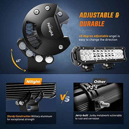Nilight Led Light Bar 2Pcs 12Inch 72W 5040 LM Spot Flood ComboLed Off Road Lights Bright Driving Fog Boat Lights Led Work Light Bar for Trucks Pickup Golf Cart SUV ATV UTV 4x4 Van Camper