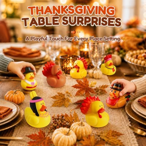 36Pcs Thanksgiving Rubber Ducks Bulk, Fall Turkey Duckies Toys Party Favors - Image 5