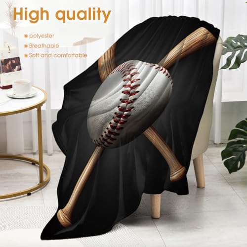 Baseball Blanket Sports Gifts for Men Women Kids Teen Boys Girls Birthday Christmas Halloween Easter Father's Day Dad Husband Son Boyfriend Classmates Teammates Gift Throw Blankets 50"x60" - Image 4