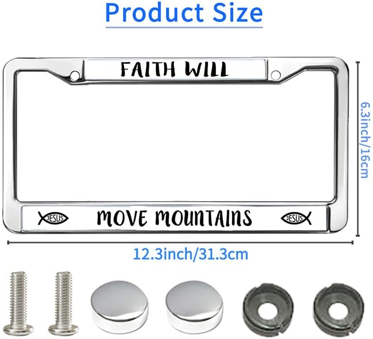 Faith Will Move Mountain Metal License Plate Frame Christian Faith License Plate Frame God is Faithful License Plate Frame for Birthday Gift
