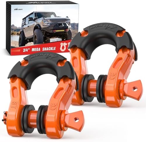 Nilight Mega D-Ring Shackles, 3/4" Heavy Duty Recovery Tow Shackle