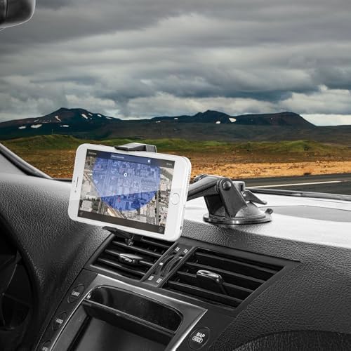 ARKON Mounts Mobile Grip 2 Phone Car Suction Mount | Strong Suction Mount | GPS Ready | 360° Adjustable Viewing | Compatible with iPhone, Samsung, Google, Huawei, & more | MG279
