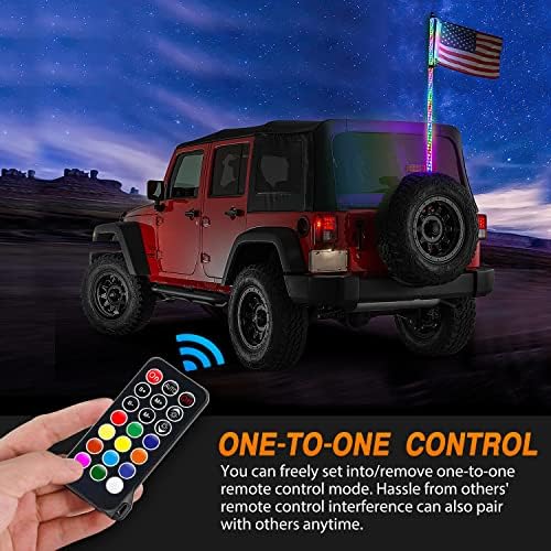 Nilight 2PCS 3FT RGB Spiral LED Whip Lights, Ultra Bright Lighted Antenna