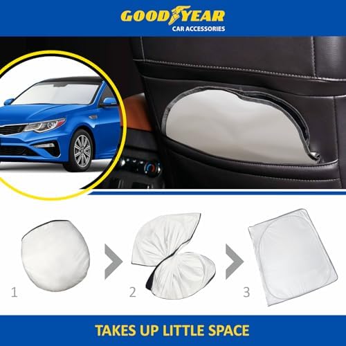 Goodyear Foldable Windshield Sunshade for Kia Optima 2016-2020, Car Accessories, Sunshade Cover, Sun Shade Car Windshield, Window Sun Blocker - GY008233