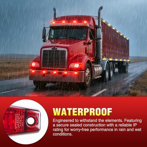 Nilight 2.5" Oval Side Marker Light,4 Amber & 4 Red, 2LED Waterproof