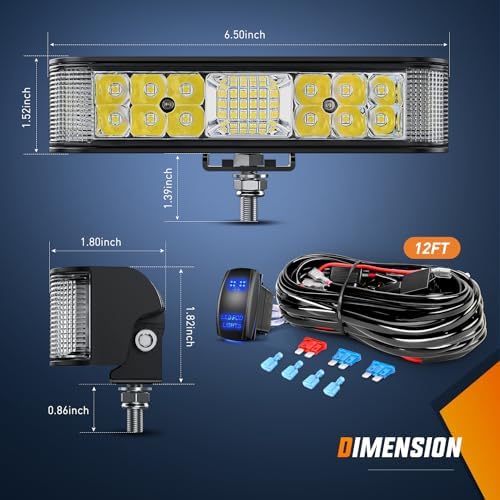 Nilight Side Shooter LED Lights 2PCS 6.5 Inch with Wiring Kit for Truck SUV