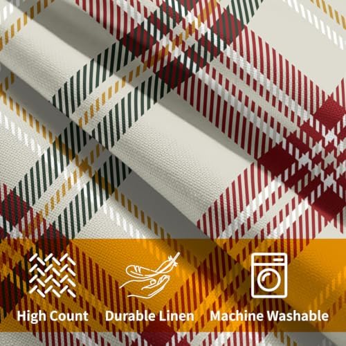 Christmas Plaid Pillow Covers 16x16 Set of 2 Cream Highly Absorbent - Image 6