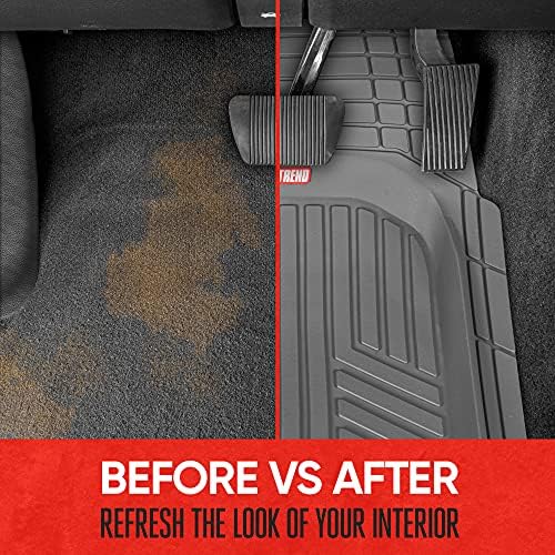 Motor Trend FlexTough Gray Floor Mats for Cars & Cargo Mat Full Set - All Weather Front & Rear Rubber Automotive Floors Mats & Cargo Liner for SUV, Car, & Van - Interior Trunk Mat & Floor Cover