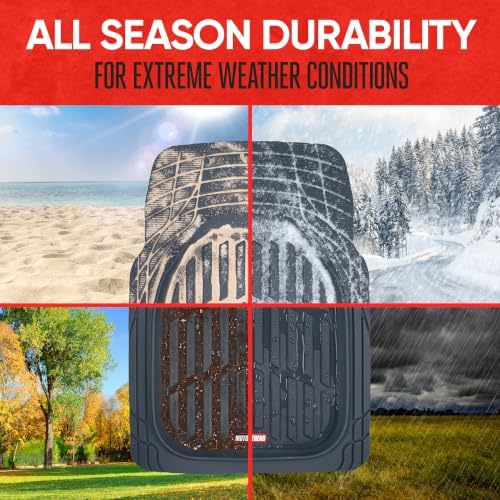 Motor Trend FlexTough Floor Mats for Cars, Blue Deep Dish All-Weather Car Mats, Waterproof Trim-to Fit Automotive Floor Mats for Cars Trucks SUV, Universal Floor Liner Car Accessories