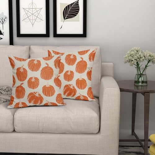 Orange Pumpkin Fall Pillow Covers 20x20 Set of 2 Autumn Harvest Print Thanksgiving Decorative Throw Pillows Outdoor Farmhouse Cushion Case Seasonal Decor for Couch Sofa Bed - Image 7