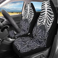 Halloween Skull Car Seat Cover for Women Spider Web Auto Front Seat Decorative Car Seat Protector Blanket Front Car Seat Covers Universal Fits for Car Truck Van