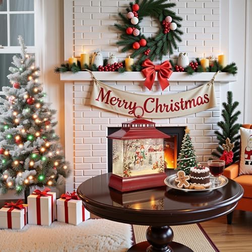 Christmas Snow Globe Lantern Water Glittering Lantern with 8 Songs & 6H Timer Romote Control Christmas Snow Globes USB & Battery Operated for Christmas Festival Decorations Gifts (Snowman Family) - Image 6