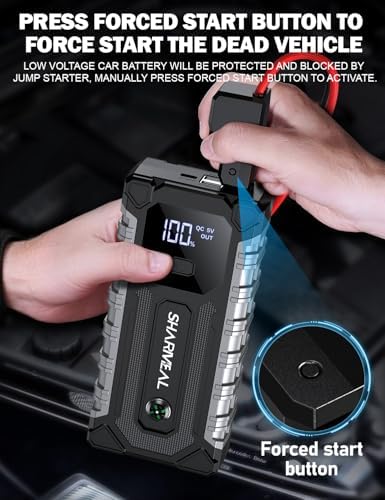 Sharmeal Car Jump Starter 7000A, Jump Starter Battery Pack for All Gas and 12.0L Diesel, 12V Portable Jump Box with LED Light - Image 5