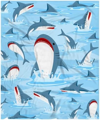 Cute Sharks Blanket Gifts for Girls Boys Women - Super Soft Cozy Warm Throw Sheet for Couch Bed Sofa Office Decor All Season 90"x120" for Whole Family by Nairatmya