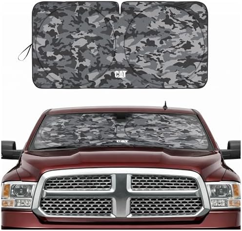 Windshield Sun Shade for Dodge Ram 1500 2010-2018, Foldable Front Window Sunshade, UV Heat Blocker, Interior Protection Sun Shield, Keeps Truck Cab Cool, Heavy-Duty Truck Accessory - Gray Camo