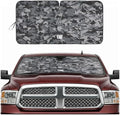 Windshield Sun Shade for Dodge Ram 1500 2010-2018, Foldable Front Window Sunshade, UV Heat Blocker, Interior Protection Sun Shield, Keeps Truck Cab Cool, Heavy-Duty Truck Accessory - Gray Camo
