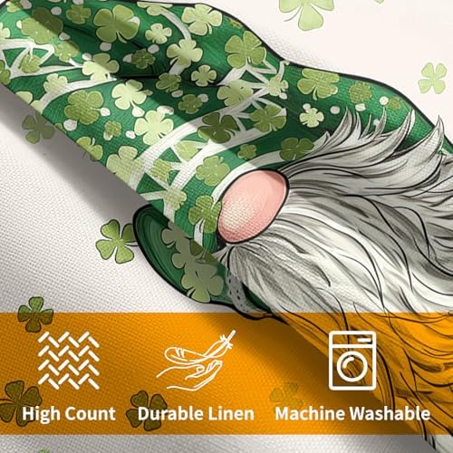 St Patricks Day Pillow Covers 18x18 Set of 2 Shamrock Gnome Throw Pillow Covers Rustic Spring Pillowcase Linen Decoration Farmhouse Decorative Sage Green Cushion Case Couch for Indoor Home Decor - Image 6