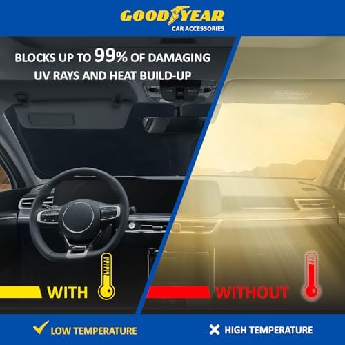 Goodyear Foldable Windshield Sunshade for Kia Optima 2016-2020, Car Accessories, Sunshade Cover, Sun Shade Car Windshield, Window Sun Blocker - GY008233