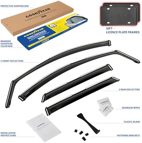 Goodyear Shatterproof in-Channel Window Deflectors Compatible with Ford Edge 2015-2024, Rain Guards, Window Visors for Cars, Car Accessories, 4 pcs - GY003464