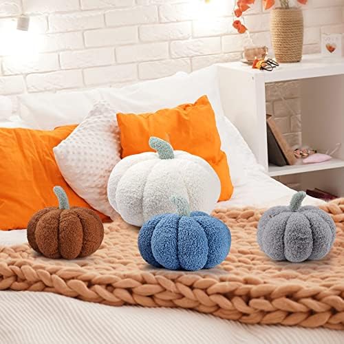 Kajaia 4 Pcs Pumpkin Pillow Fall Decor Thanksgiving, Vintage Color - Image 6