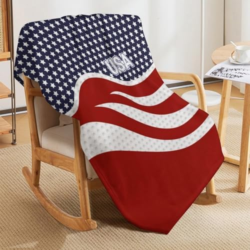 Socira American USA Flag Blanket Throw Blanket American USA Flag Gifts for Women Men Soft Sofa Throws for Travel Camping Bed Home Decor Car Birthday Gift 50"*60"（130 * 150cm） - Image 4