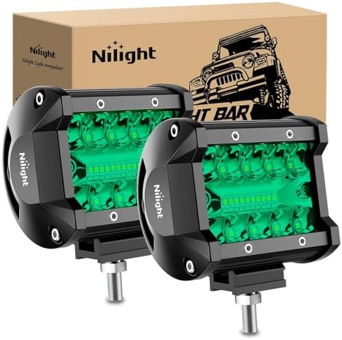 Nilight 2 PCS 4 Inch 60 W LED Light Pods Green Spot Flood Combo Beam